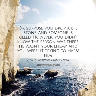 Picture 07 - Numbers 35:23 GW - Or suppose you drop a big stone, and someone is - Bible Verse Picture