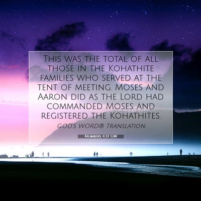 Picture 07 - Numbers 4:37 GW - This was the total of all those in the Kohathite - Bible Verse Picture