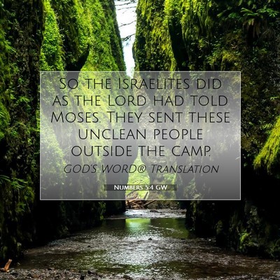 Picture 07 - Numbers 5:4 GW - So the Israelites did as the Lord had told Moses. - Bible Verse Picture