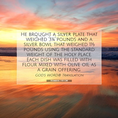 Picture 07 - Numbers 7:19 GW - He brought a silver plate that weighed 3¼ pounds - Bible Verse Picture