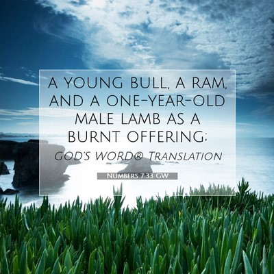 Picture 07 - Numbers 7:33 GW - a young bull, a ram, and a one-year-old male lamb - Bible Verse Picture