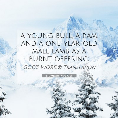 Picture 07 - Numbers 7:69 GW - a young bull, a ram, and a one-year-old male lamb - Bible Verse Picture