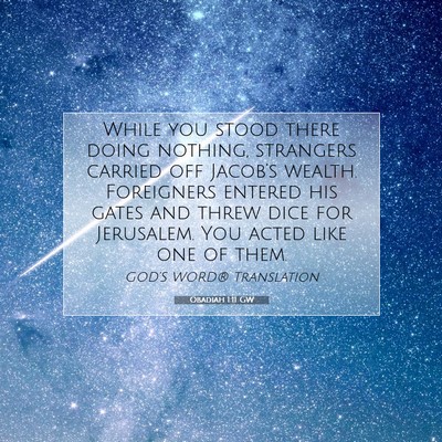 Picture 07 - Obadiah 1:11 GW - While you stood there doing nothing, strangers - Bible Verse Picture