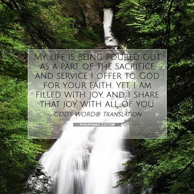 Picture 07 - Philippians 2:17 GW - My life is being poured out as a part of the - Bible Verse Picture