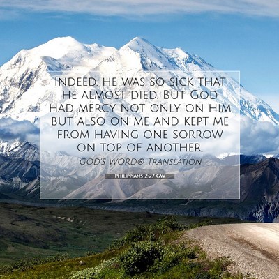 Picture 07 - Philippians 2:27 GW - Indeed, he was so sick that he almost died. But - Bible Verse Picture