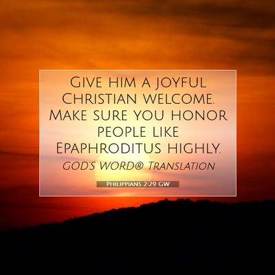 Picture 07 - Philippians 2:29 GW - Give him a joyful Christian welcome. Make sure - Bible Verse Picture