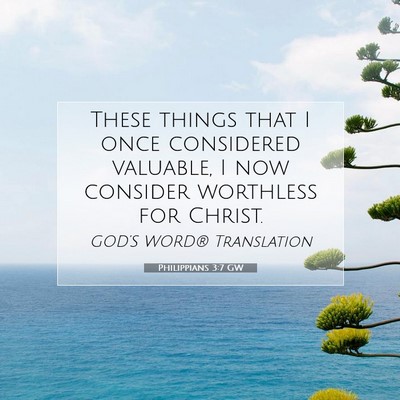 Picture 07 - Philippians 3:7 GW - These things that I once considered valuable, I - Bible Verse Picture