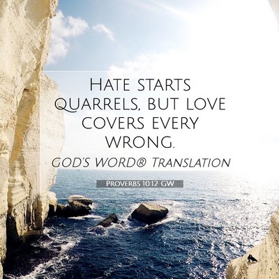 Picture 07 - Proverbs 10:12 GW - Hate starts quarrels, but love covers every - Bible Verse Picture