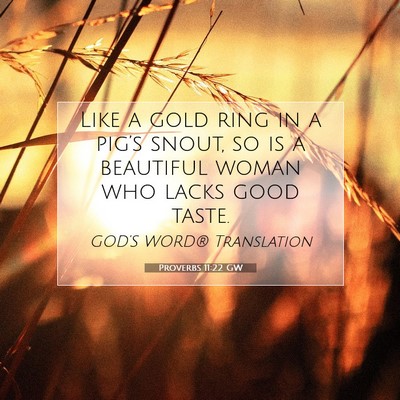 Picture 07 - Proverbs 11:22 GW - Like a gold ring in a pig’s snout, so is a - Bible Verse Picture