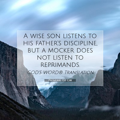 Picture 07 - Proverbs 13:1 GW - A wise son listens to his father’s discipline, - Bible Verse Picture