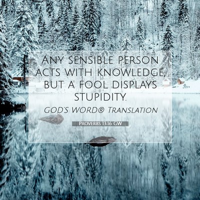 Picture 07 - Proverbs 13:16 GW - Any sensible person acts with knowledge, but a - Bible Verse Picture