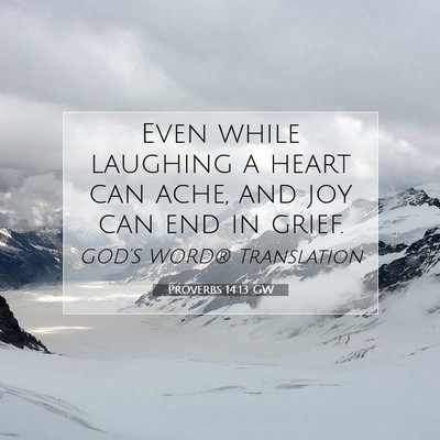 Picture 07 - Proverbs 14:13 GW - Even while laughing a heart can ache, and joy can - Bible Verse Picture