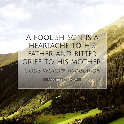 Picture 07 - Proverbs 17:25 GW - A foolish son is a heartache to his father and - Bible Verse Picture