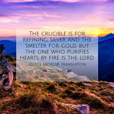 Picture 07 - Proverbs 17:3 GW - The crucible is for refining silver and the - Bible Verse Picture