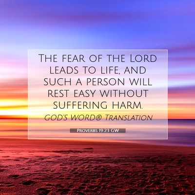 Picture 07 - Proverbs 19:23 GW - The fear of the Lord leads to life, and such a - Bible Verse Picture