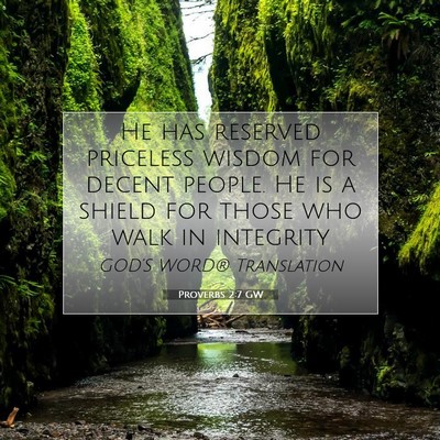 Picture 07 - Proverbs 2:7 GW - He has reserved priceless wisdom for decent - Bible Verse Picture