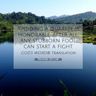 Picture 07 - Proverbs 20:3 GW - Avoiding a quarrel is honorable. After all, any - Bible Verse Picture