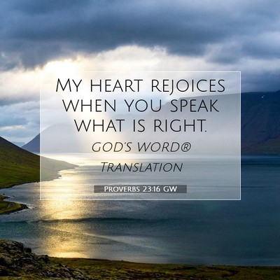 Picture 07 - Proverbs 23:16 GW - My heart rejoices when you speak what is - Bible Verse Picture