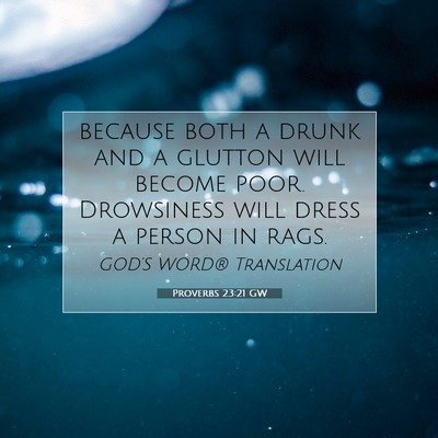 Picture 07 - Proverbs 23:21 GW - because both a drunk and a glutton will become - Bible Verse Picture