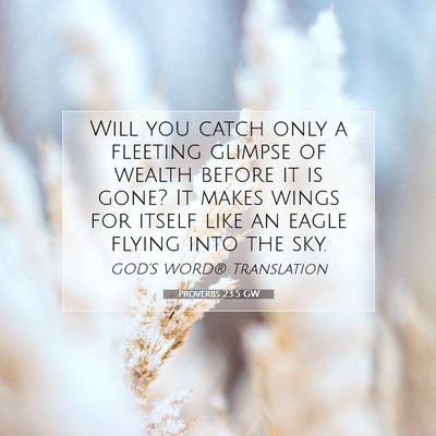 Picture 07 - Proverbs 23:5 GW - Will you catch only a fleeting glimpse of wealth - Bible Verse Picture