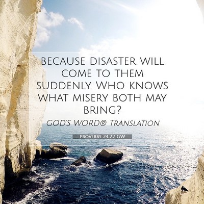 Picture 07 - Proverbs 24:22 GW - because disaster will come to them suddenly. Who - Bible Verse Picture