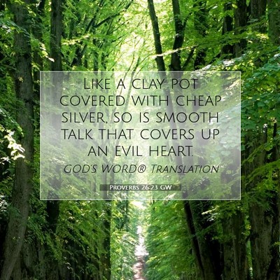 Picture 07 - Proverbs 26:23 GW - Like a clay pot covered with cheap silver, so is - Bible Verse Picture