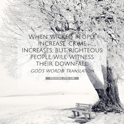 Picture 07 - Proverbs 29:16 GW - When wicked people increase, crime increases, but - Bible Verse Picture