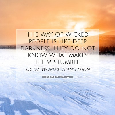 Picture 07 - Proverbs 4:19 GW - The way of wicked people is like deep darkness. - Bible Verse Picture