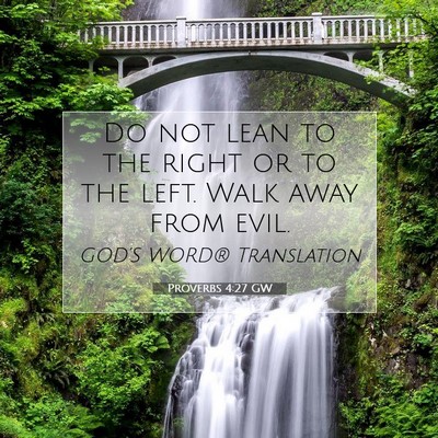 Picture 07 - Proverbs 4:27 GW - Do not lean to the right or to the left. Walk - Bible Verse Picture