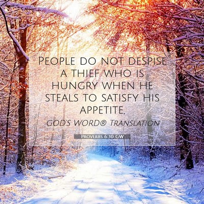 Picture 07 - Proverbs 6:30 GW - People do not despise a thief who is hungry when - Bible Verse Picture
