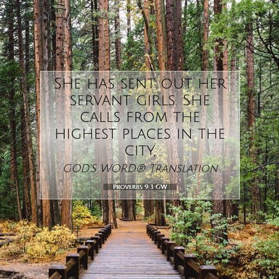 Picture 07 - Proverbs 9:3 GW - She has sent out her servant girls. She calls - Bible Verse Picture