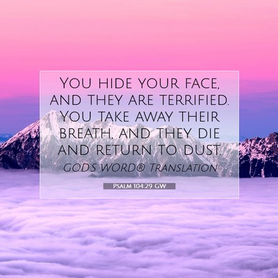 Picture 07 - Psalm 104:29 GW - You hide your face, and they are terrified. You - Bible Verse Picture
