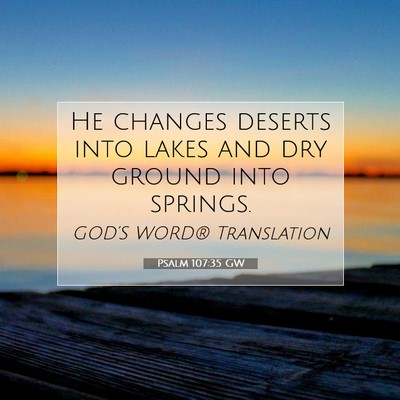 Picture 07 - Psalm 107:35 GW - He changes deserts into lakes and dry ground into - Bible Verse Picture