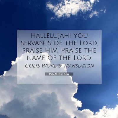 Picture 07 - Psalm 113:1 GW - Hallelujah! You servants of the Lord, praise him. - Bible Verse Picture