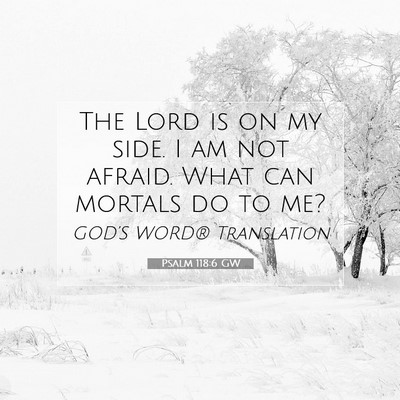 Picture 07 - Psalm 118:6 GW - The Lord is on my side. I am not afraid. What can - Bible Verse Picture