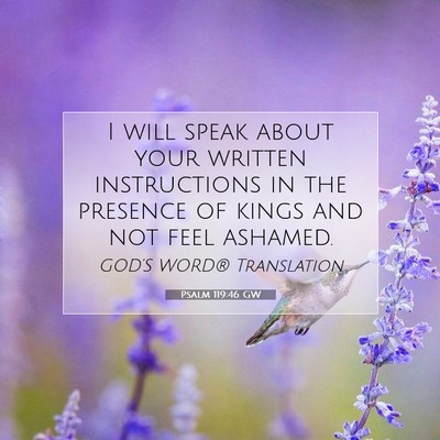 Picture 07 - Psalm 119:46 GW - I will speak about your written instructions in - Bible Verse Picture