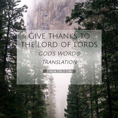 Picture 07 - Psalm 136:3 GW - Give thanks to the Lord of - Bible Verse Picture