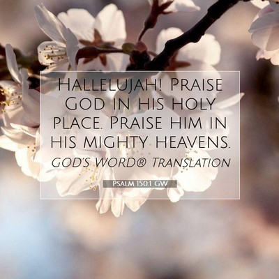 Picture 07 - Psalm 150:1 GW - Hallelujah! Praise God in his holy place. Praise - Bible Verse Picture