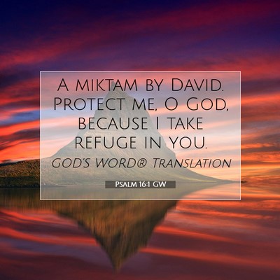 Picture 07 - Psalm 16:1 GW - A miktam by David. Protect me, O God, because I - Bible Verse Picture