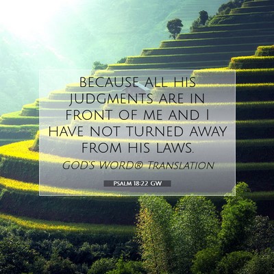 Picture 07 - Psalm 18:22 GW - because all his judgments are in front of me and - Bible Verse Picture