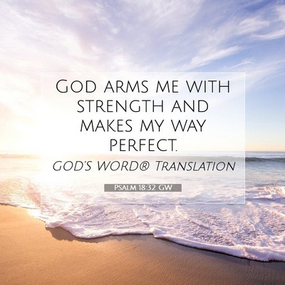 Picture 07 - Psalm 18:32 GW - God arms me with strength and makes my way - Bible Verse Picture