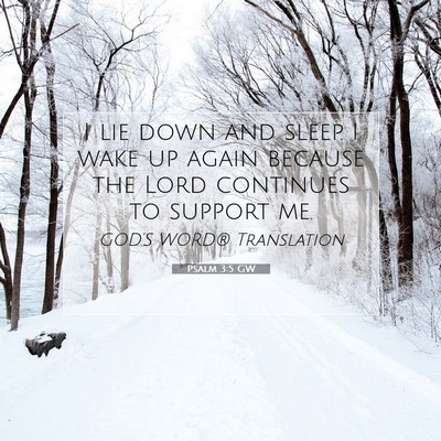 Picture 07 - Psalm 3:5 GW - I lie down and sleep. I wake up again because the - Bible Verse Picture