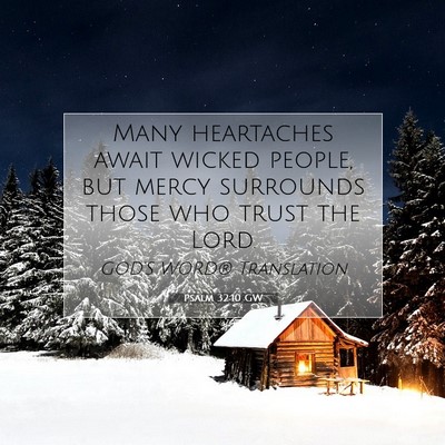 Picture 07 - Psalm 32:10 GW - Many heartaches await wicked people, but mercy - Bible Verse Picture