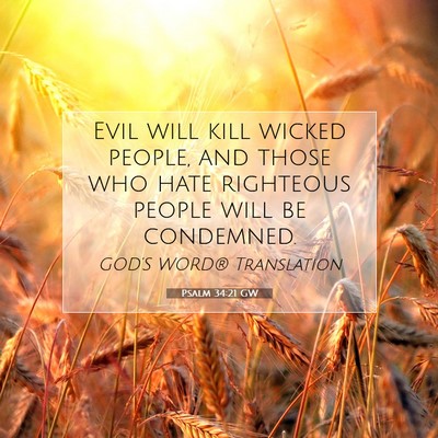 Picture 07 - Psalm 34:21 GW - Evil will kill wicked people, and those who hate - Bible Verse Picture