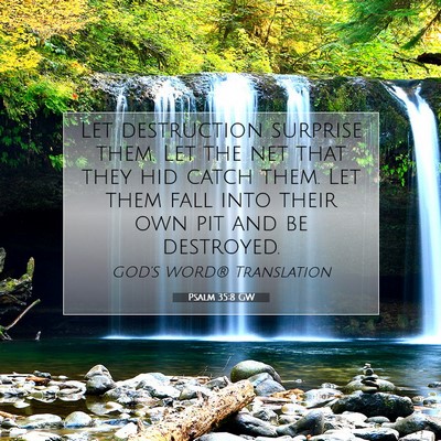 Picture 07 - Psalm 35:8 GW - Let destruction surprise them. Let the net that - Bible Verse Picture