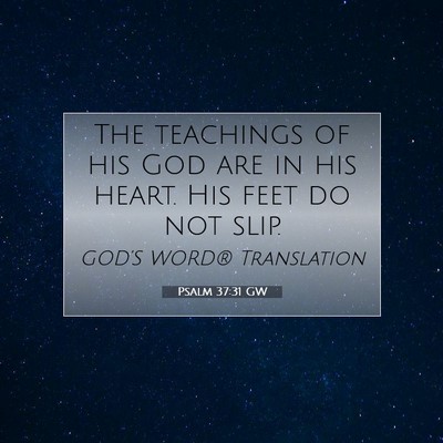 Picture 07 - Psalm 37:31 GW - The teachings of his God are in his heart. His - Bible Verse Picture
