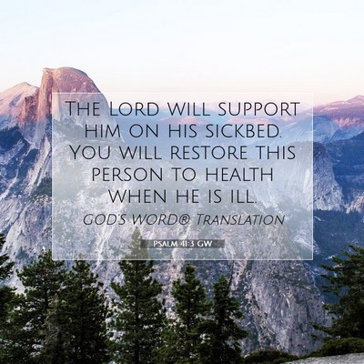 Picture 07 - Psalm 41:3 GW - The Lord will support him on his sickbed. You - Bible Verse Picture