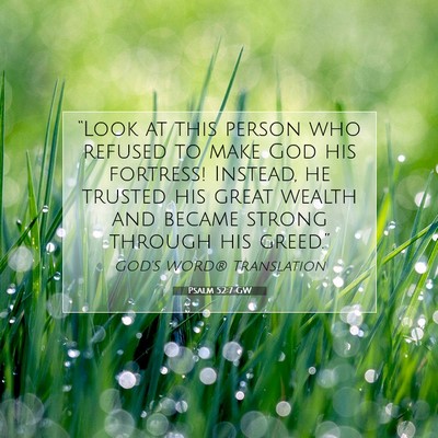 Picture 07 - Psalm 52:7 GW - “Look at this person who refused to make God - Bible Verse Picture