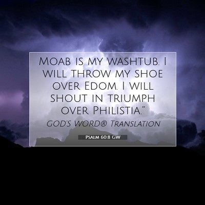 Picture 07 - Psalm 60:8 GW - Moab is my washtub. I will throw my shoe over - Bible Verse Picture
