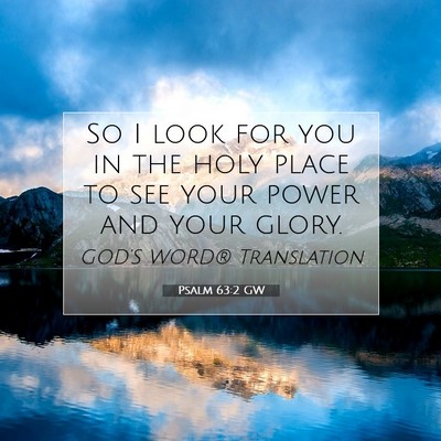 Picture 07 - Psalm 63:2 GW - So I look for you in the holy place to see your - Bible Verse Picture